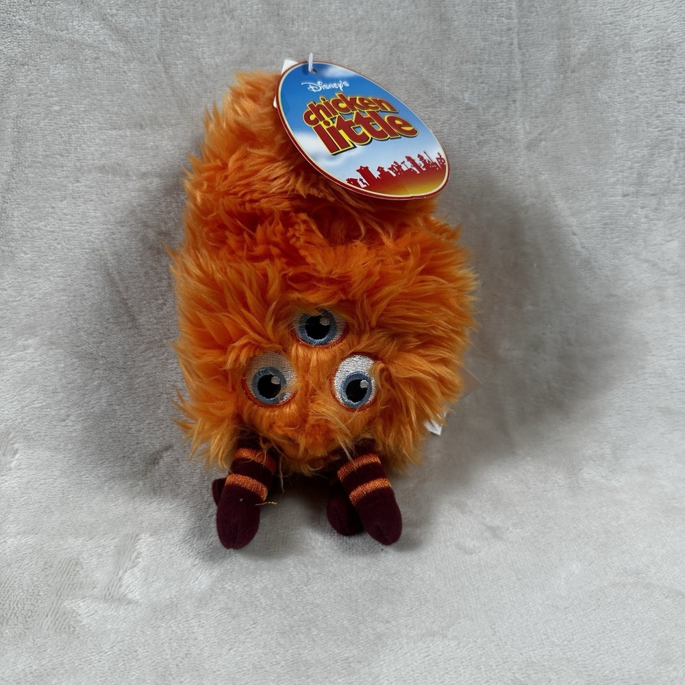 RARE Disney Store Chicken Little KIRBY Orange Three-Eyed Alien Plush Stuffed 7"